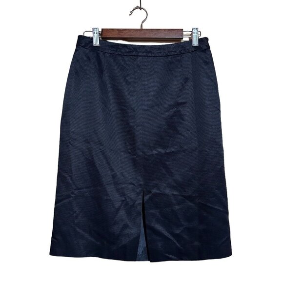 Talbots Black Knee-Length Straight Skirt Italian Fabric Size 10 Back Vent Preppy - Picture 6 of 12